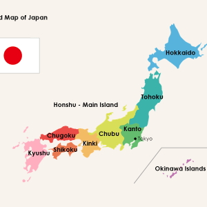 Facts of Japan - flag and map of Japan